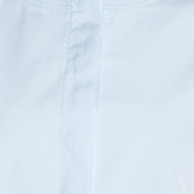 Pre Owned Celine Light Blue Cotton Band Collar Oversized Masculine Tuxedo Shirt M