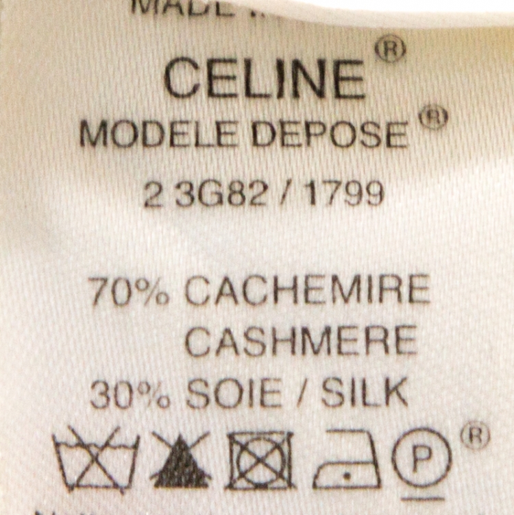 Pre Owned Celine Lime Green Cashmere Silk Long Sleeve Top S