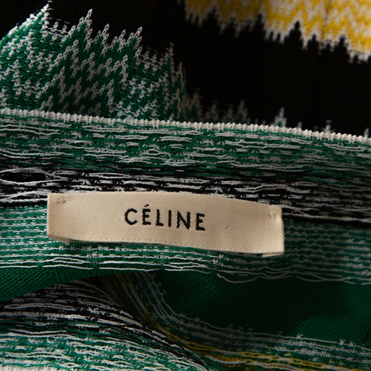 Pre Owned Celine Green Striped Knit Long Sleeve Maxi Dress M