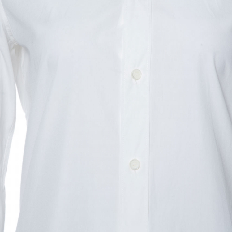 Pre Owned Celine White Cotton Poplin Long Sleeve Shirt S