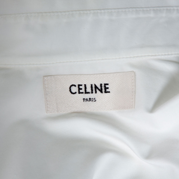 Pre Owned Celine White Cotton Poplin Long Sleeve Shirt S