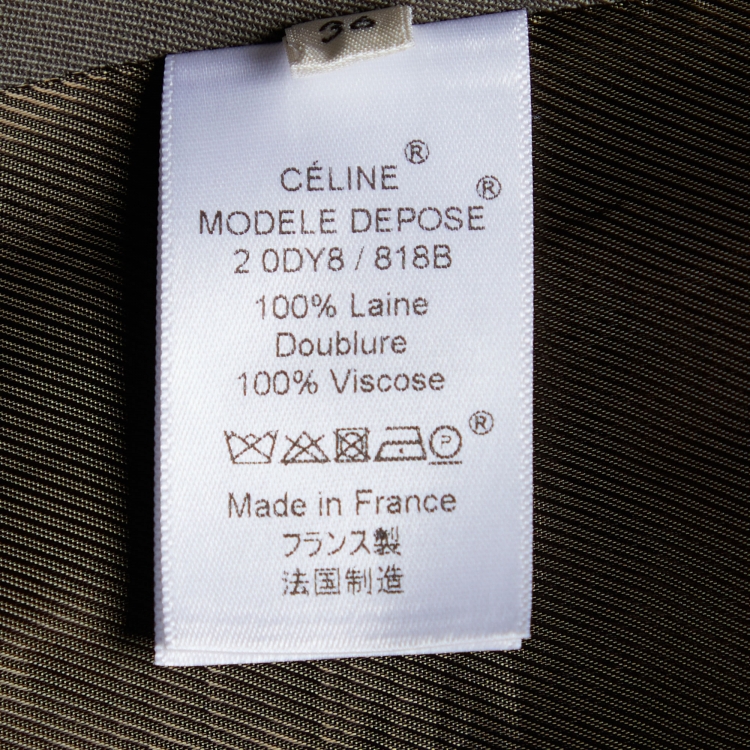 Pre Owned Celine Military Green Wool Asymmetrical Vest S