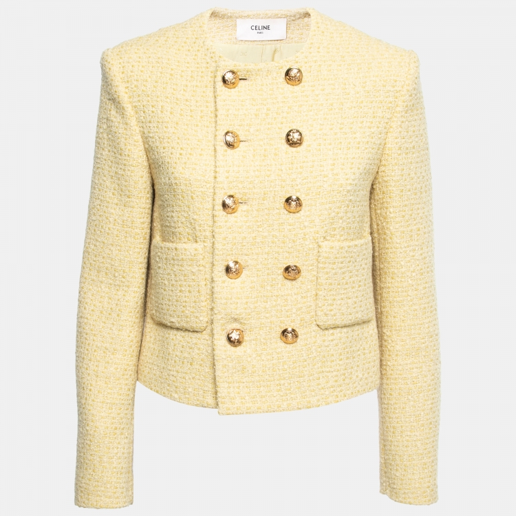 Celine Yellow Boucle Tweed Chasseur Jacket M Celine | The Luxury Closet