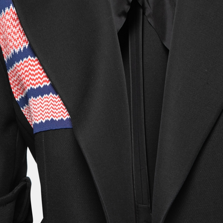 Pre Owned Celine Black Wool Pocket Detail Open Coat M
