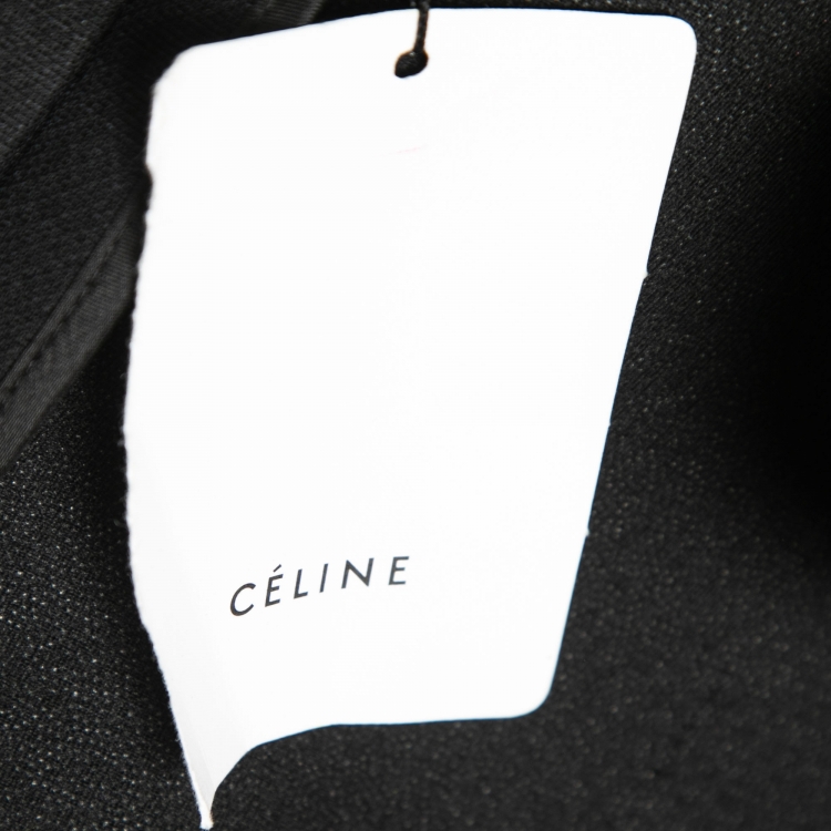 Pre Owned Celine Black Wool Pocket Detail Open Coat M