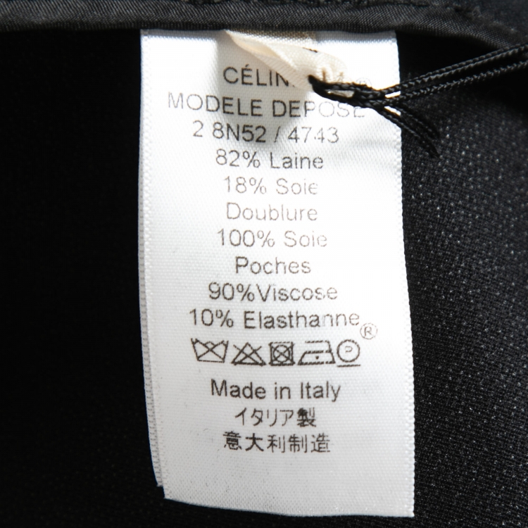 Pre Owned Celine Black Wool Pocket Detail Open Coat M