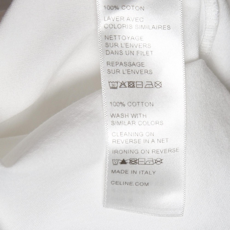 Pre Owned Celine White Logo Print Cotton Crew Neck T-Shirt XS