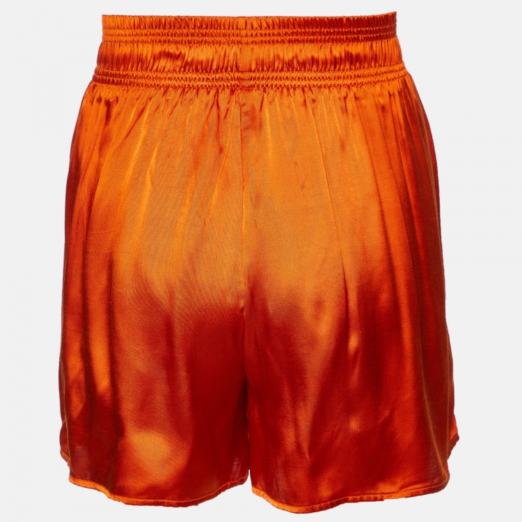 Pre Owned Celine Orange Satin Elasticised Waist Shorts S
