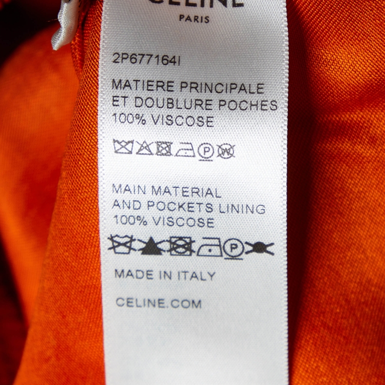 Pre Owned Celine Orange Satin Elasticised Waist Shorts S