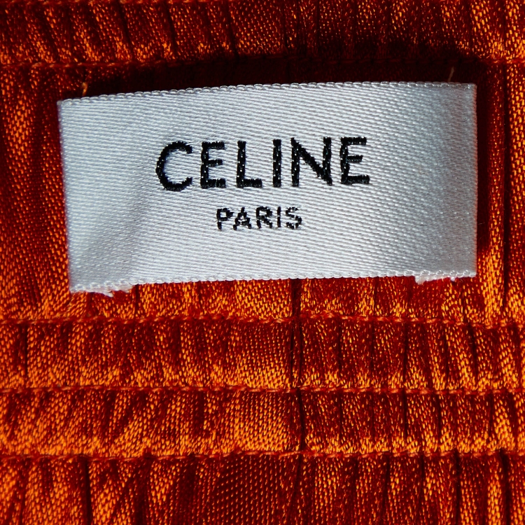 Pre Owned Celine Orange Satin Elasticised Waist Shorts S