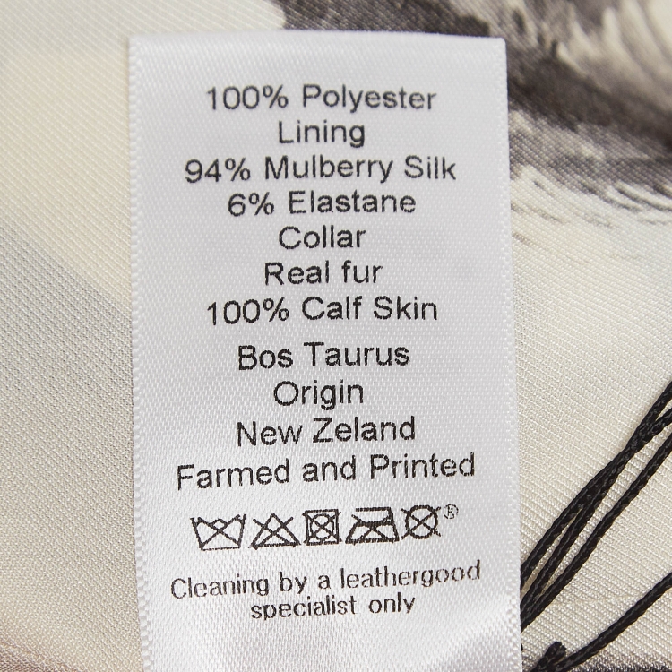 Pre Owned Celine White & Black Zebra Print Collar Detailed Coat M