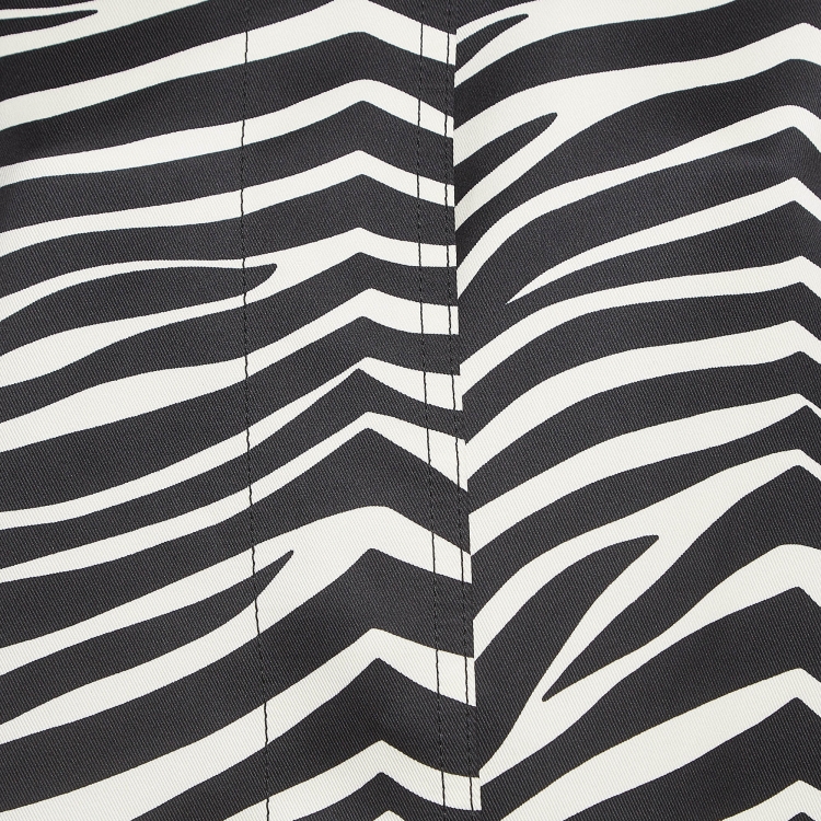 Pre Owned Celine White & Black Zebra Print Collar Detailed Coat M