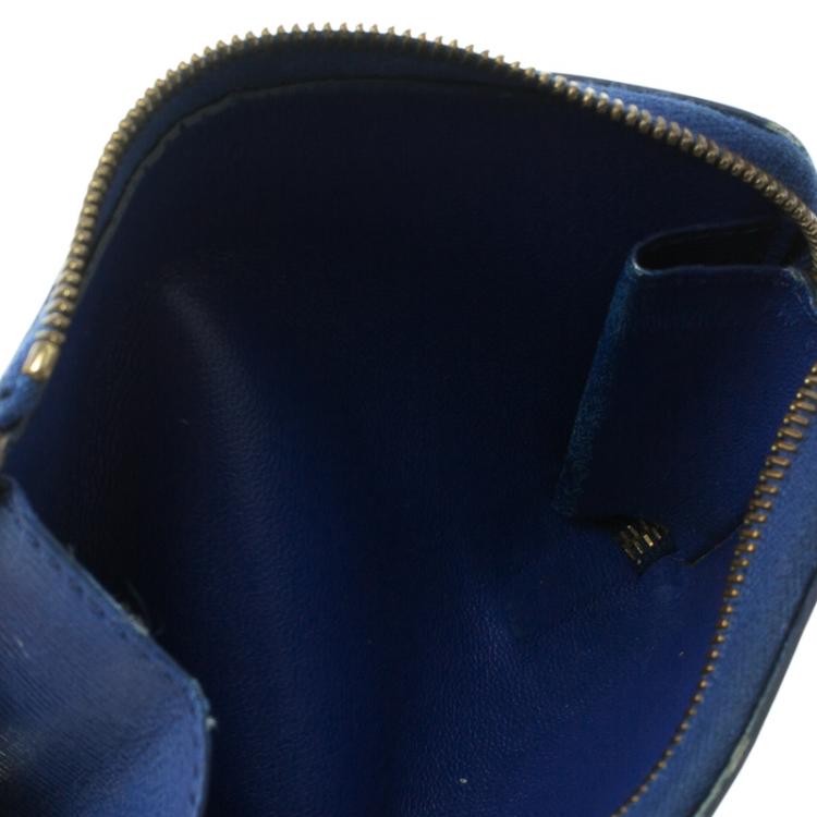 Pre Owned Celine Blue Leather Half Zip Continental Wallet 