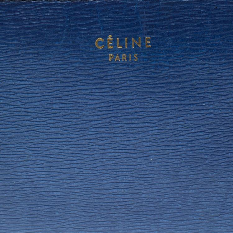 Pre Owned Celine Blue Leather Half Zip Continental Wallet 