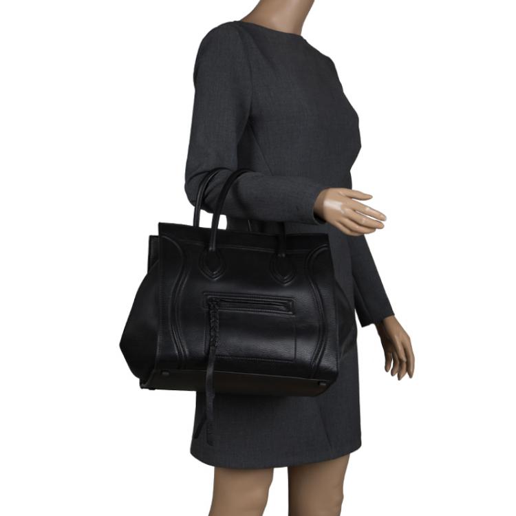 Pre Owned Celine Black Leather Medium Phantom Luggage Tote