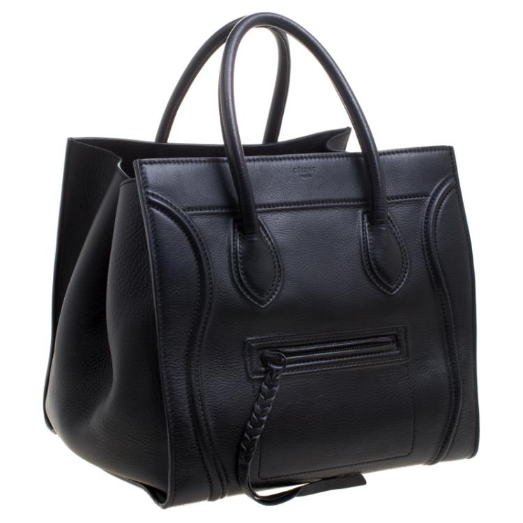 Pre Owned Celine Black Leather Medium Phantom Luggage Tote