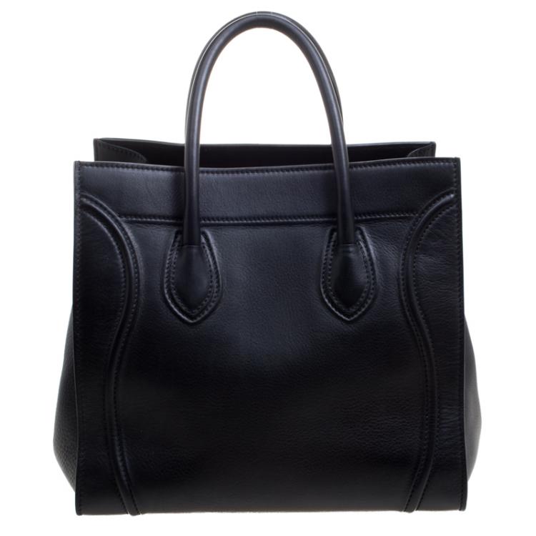 Pre Owned Celine Black Leather Medium Phantom Luggage Tote