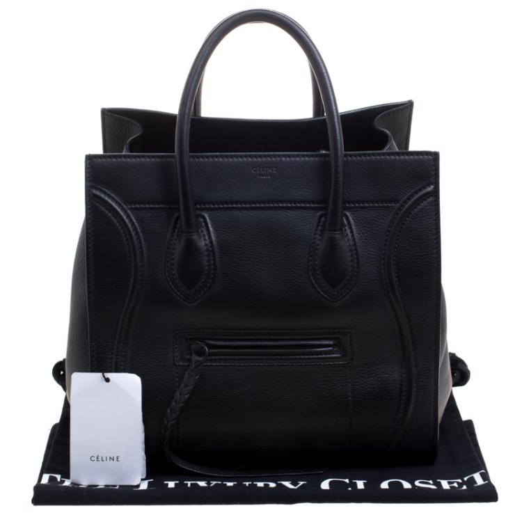 Pre Owned Celine Black Leather Medium Phantom Luggage Tote