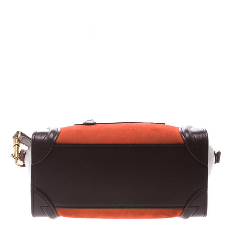 Pre Owned Celine Tri Color Leather and Suede Nano Luggage Tote