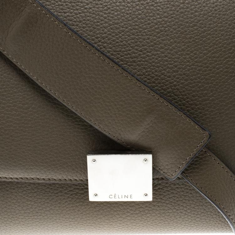 Pre Owned Celine Taupe Two Tone Leather and Suede Small Trapeze Tote