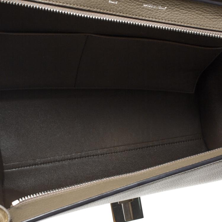 Pre Owned Celine Taupe Two Tone Leather and Suede Small Trapeze Tote