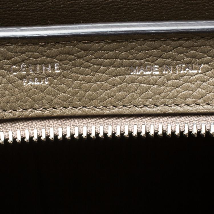 Pre Owned Celine Taupe Two Tone Leather and Suede Small Trapeze Tote