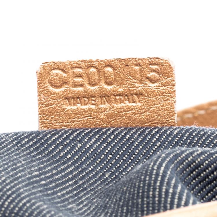 Pre Owned Celine Blue Macadam Denim Shoulder Bag