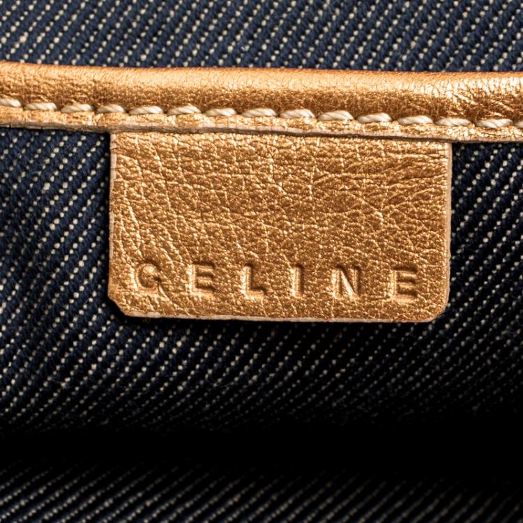 Pre Owned Celine Blue Macadam Denim Shoulder Bag