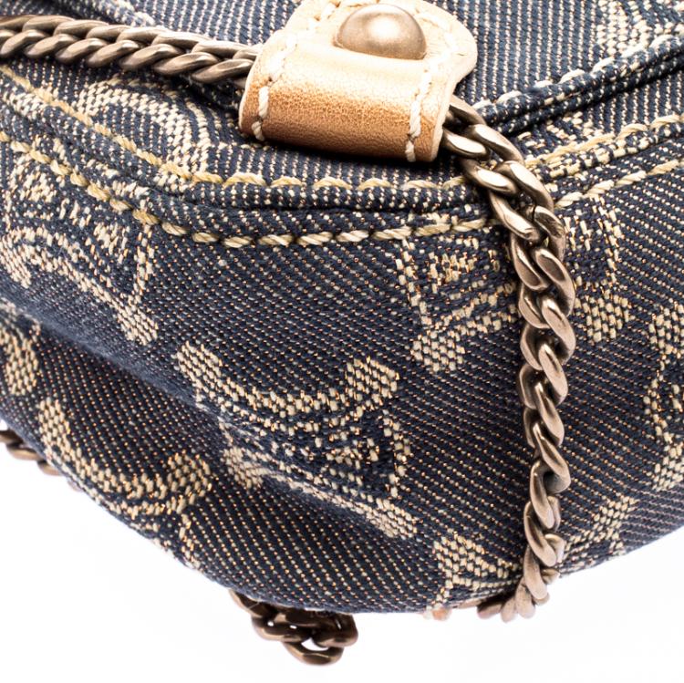 Pre Owned Celine Blue Macadam Denim Shoulder Bag