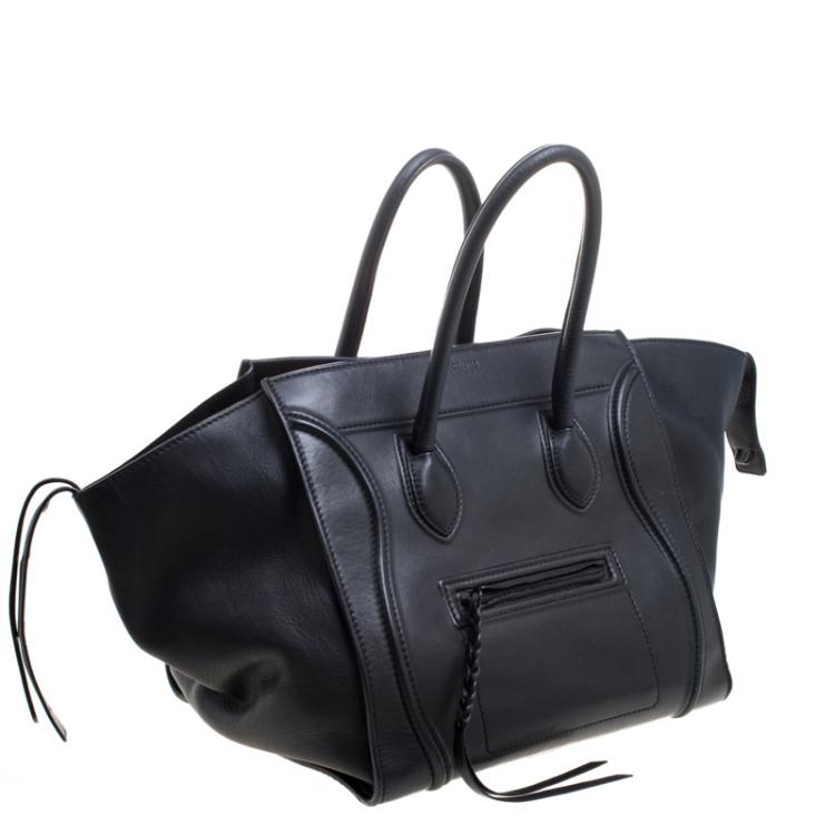 Pre Owned Celine Black Leather Medium Phantom Luggage Tote