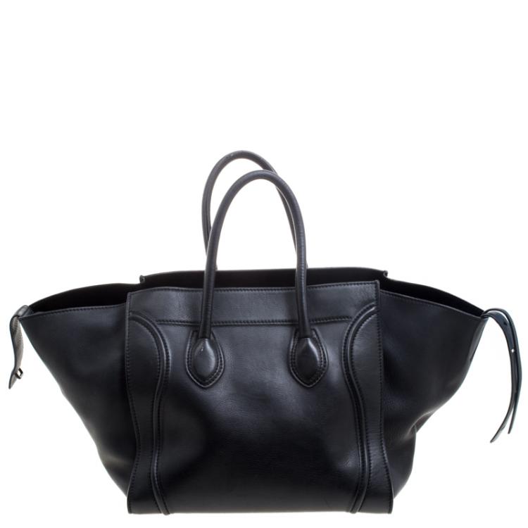 Pre Owned Celine Black Leather Medium Phantom Luggage Tote