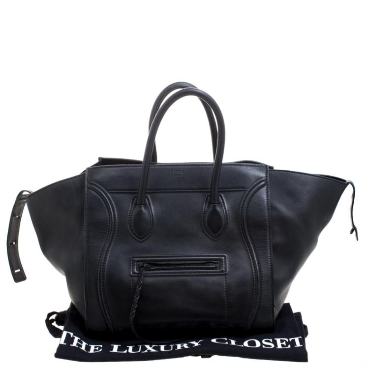 Pre Owned Celine Black Leather Medium Phantom Luggage Tote