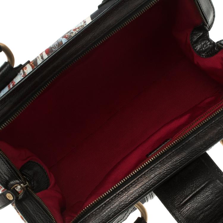 Pre Owned Celine Black Printed Fabric and Leather Ella Satchel