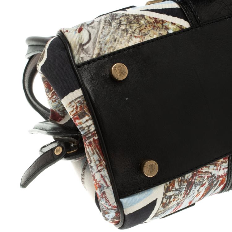 Pre Owned Celine Black Printed Fabric and Leather Ella Satchel