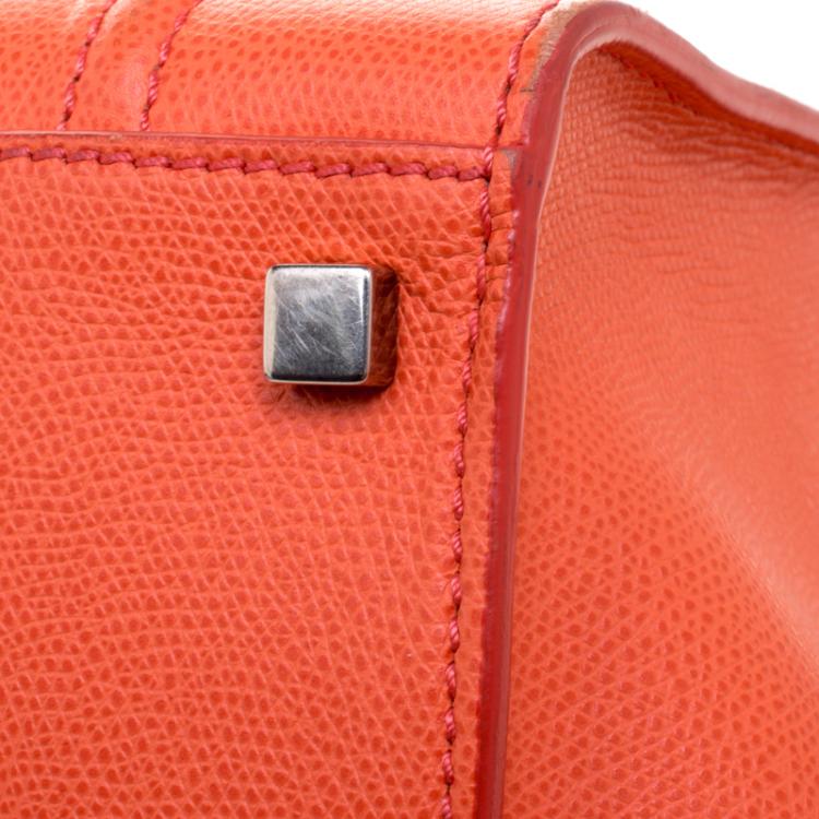 Pre Owned Celine Orange Leather Medium Phantom Luggage Tote