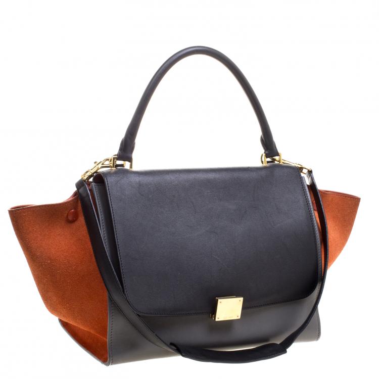 Pre Owned Celine Tri Color Leather and Suede Medium Trapeze Tote