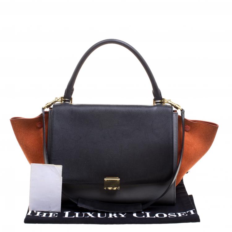Pre Owned Celine Tri Color Leather and Suede Medium Trapeze Tote