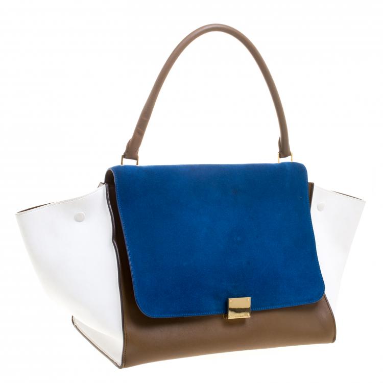 Pre Owned Celine Tri Color Leather and Suede Large Trapeze Tote
