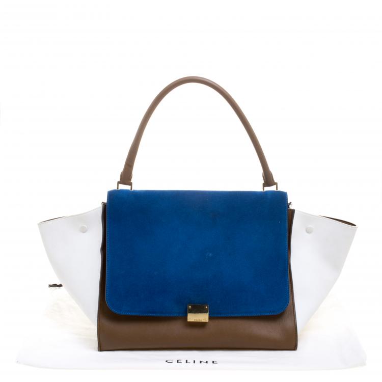 Pre Owned Celine Tri Color Leather and Suede Large Trapeze Tote