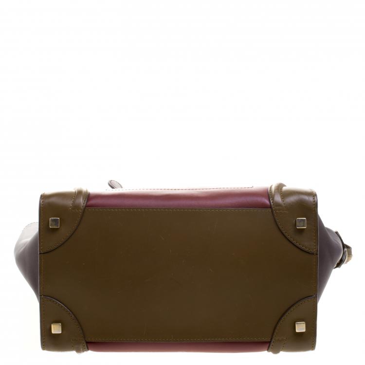 Pre Owned Celine Tri Color Leather Mini Luggage Tote