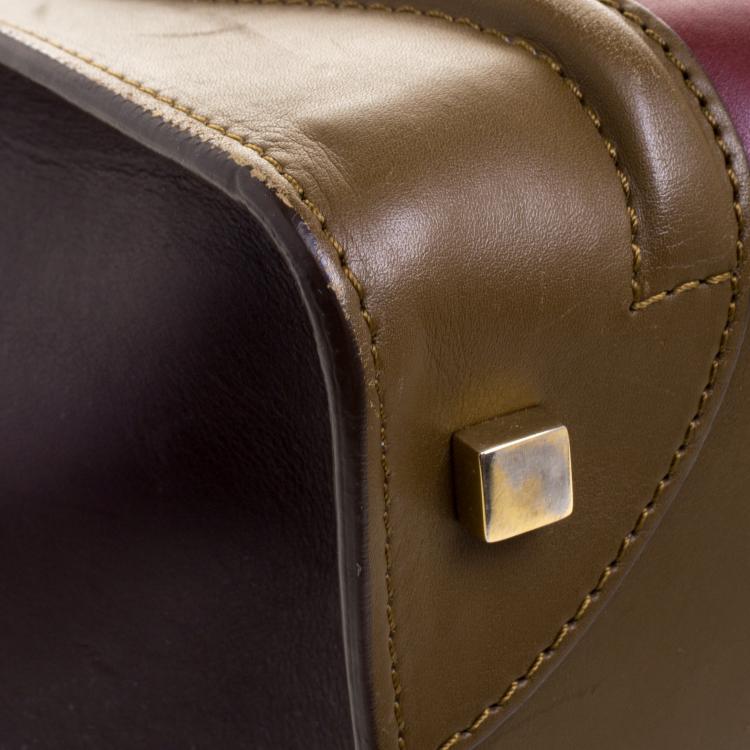 Pre Owned Celine Tri Color Leather Mini Luggage Tote