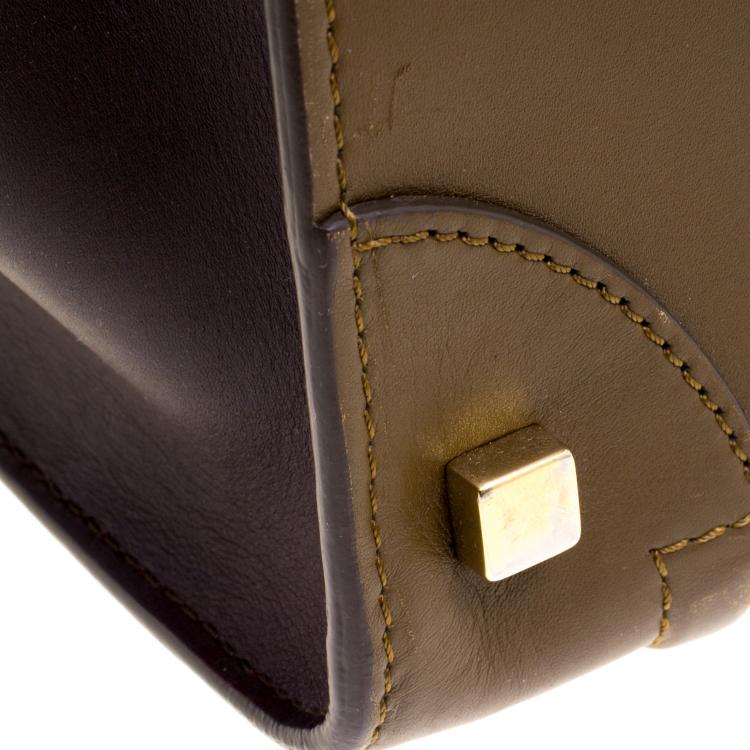 Pre Owned Celine Tri Color Leather Mini Luggage Tote