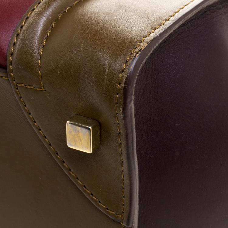 Pre Owned Celine Tri Color Leather Mini Luggage Tote