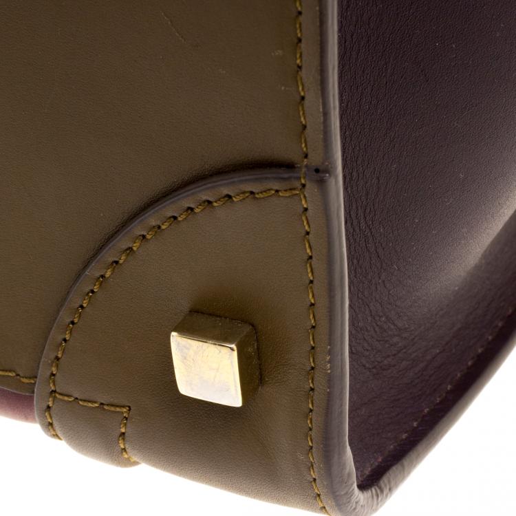 Pre Owned Celine Tri Color Leather Mini Luggage Tote