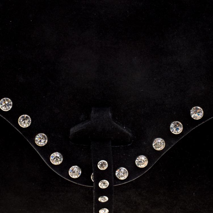 Pre Owned Celine Black Suede Crystal Studded Shoulder Bag