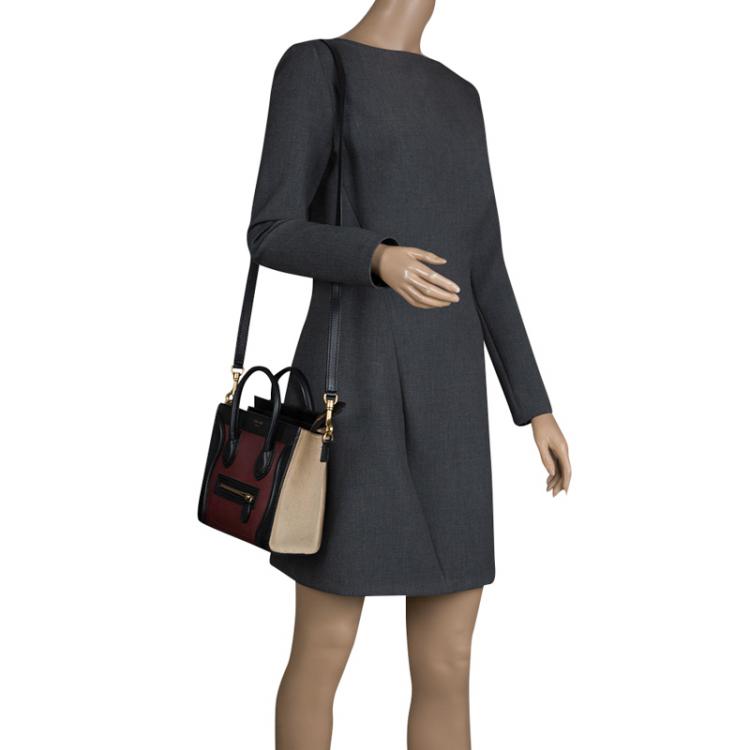 مملوكة مسبقًا Celine Tri Color Leather and Suede Nano Luggage Tote