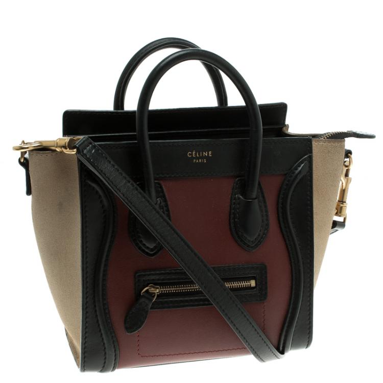 مملوكة مسبقًا Celine Tri Color Leather and Suede Nano Luggage Tote