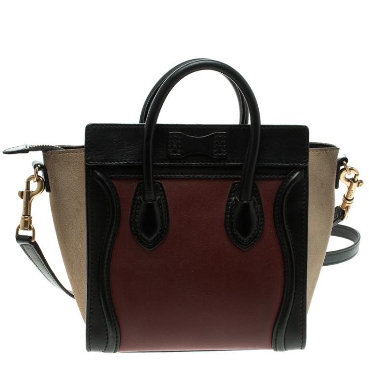 مملوكة مسبقًا Celine Tri Color Leather and Suede Nano Luggage Tote