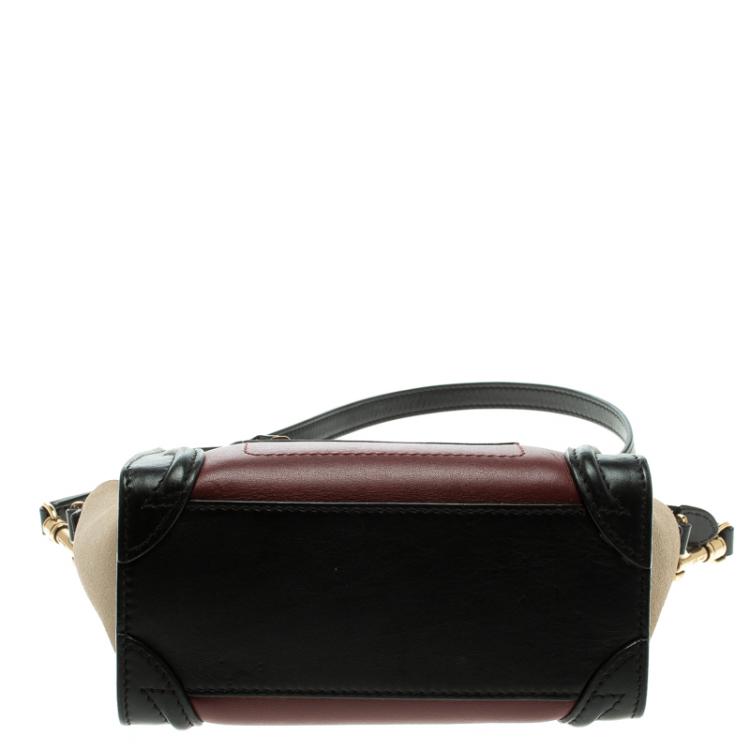 مملوكة مسبقًا Celine Tri Color Leather and Suede Nano Luggage Tote