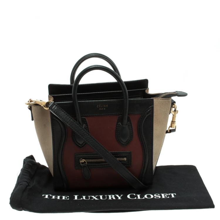 مملوكة مسبقًا Celine Tri Color Leather and Suede Nano Luggage Tote
